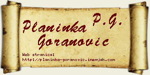 Planinka Goranović vizit kartica